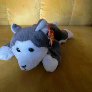Ty Beanie Baby Plush Husky Dog "Nanook" W/ Tags 8"  Long 1996